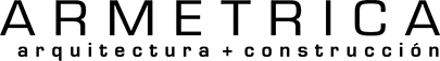 Logotipo de Armetrica, un despacho de arquitectos y construcción con tipografía minimalista en color negro.
